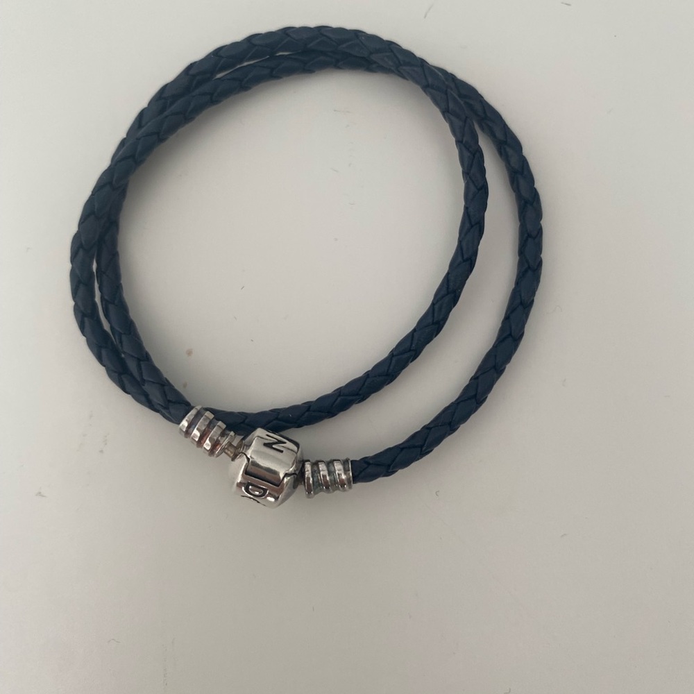 Pandora Braided Leather Bracelet with Silver Clasp